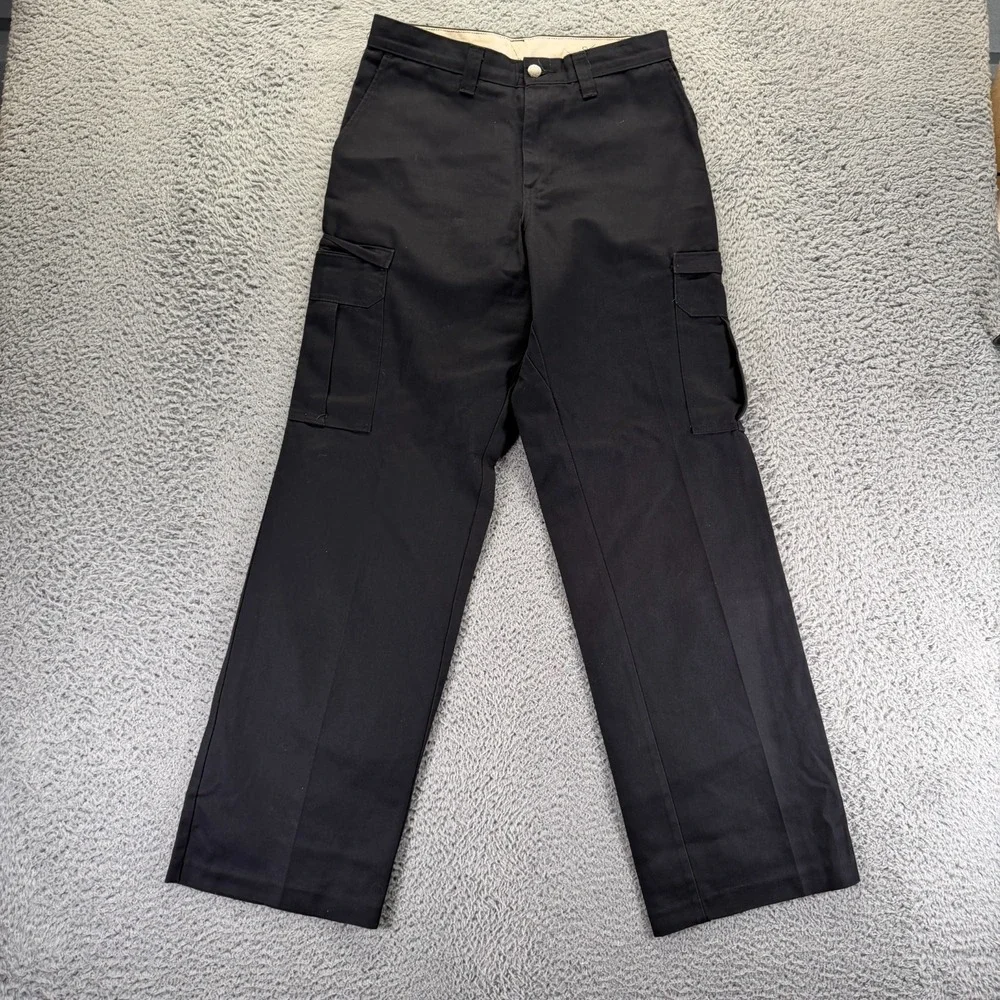 Dickies Pant Mens 30x34 Black Cotton Cargo Straight Leg‎ Utility Workwear Travel